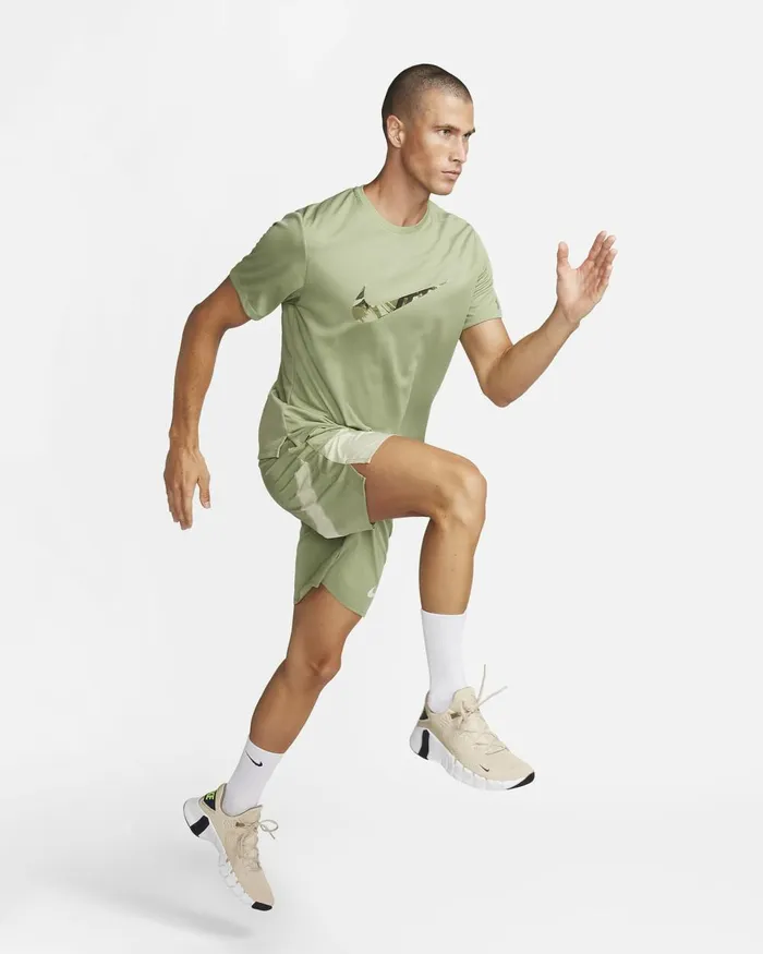 Men Nike Shorts DriFIT Challenger Oil Greensea Glassblackolive Aura