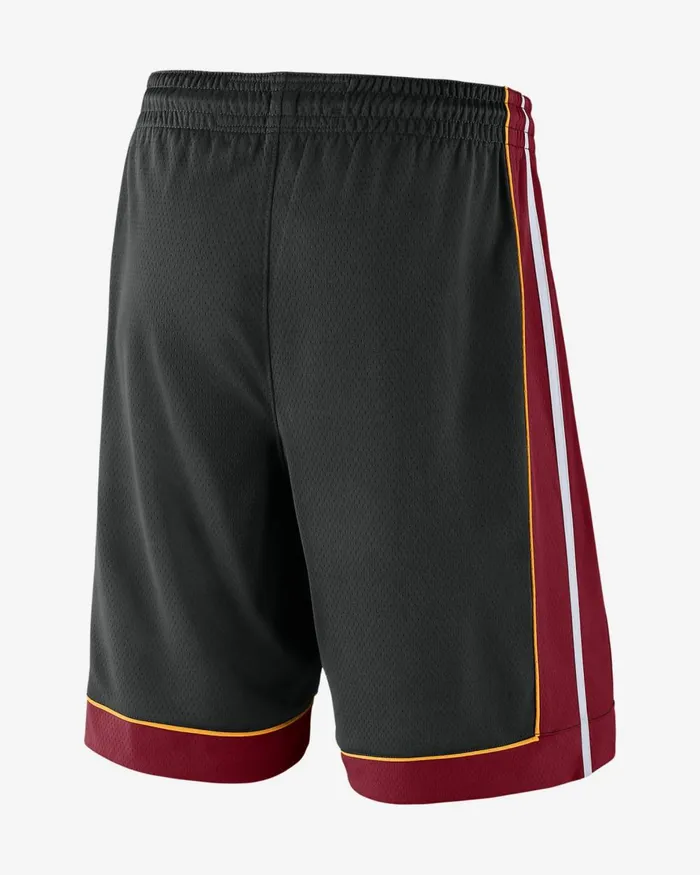 Men Nike Shorts Miami Heat Icon Edition Blacktough Redwhite