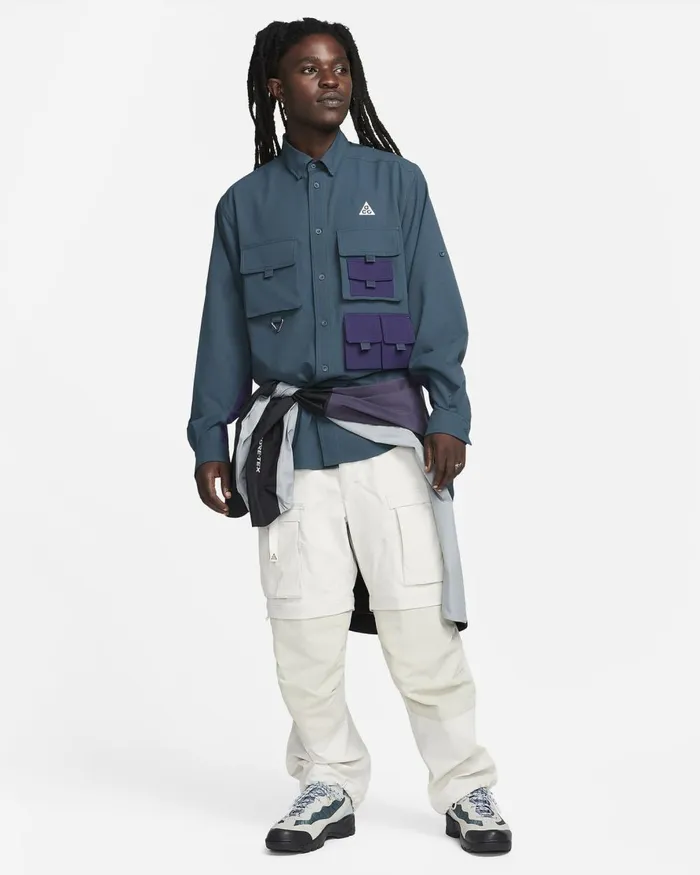 Men Nike Tops And TShirts ACG DriFIT UV 039Devastation Trail039 Deep Junglepurple Inksummit White