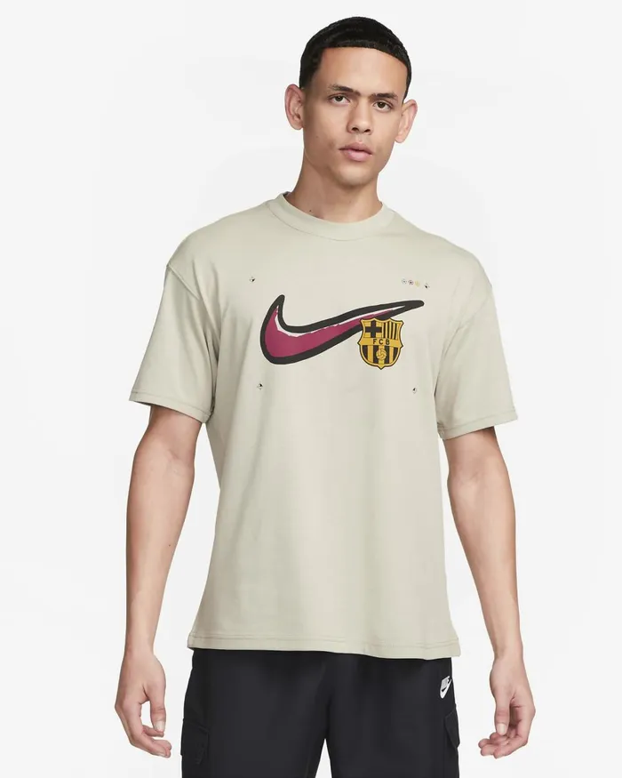 Men Nike Tops And TShirts FC Barcelona Max90 Stone