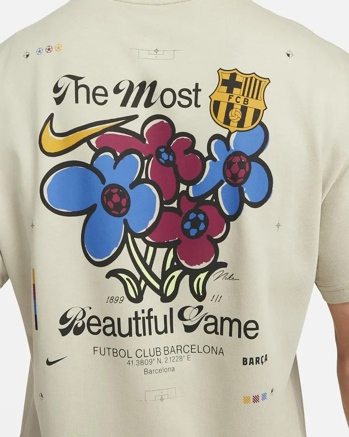 Men Nike Tops And TShirts FC Barcelona Max90 Stone