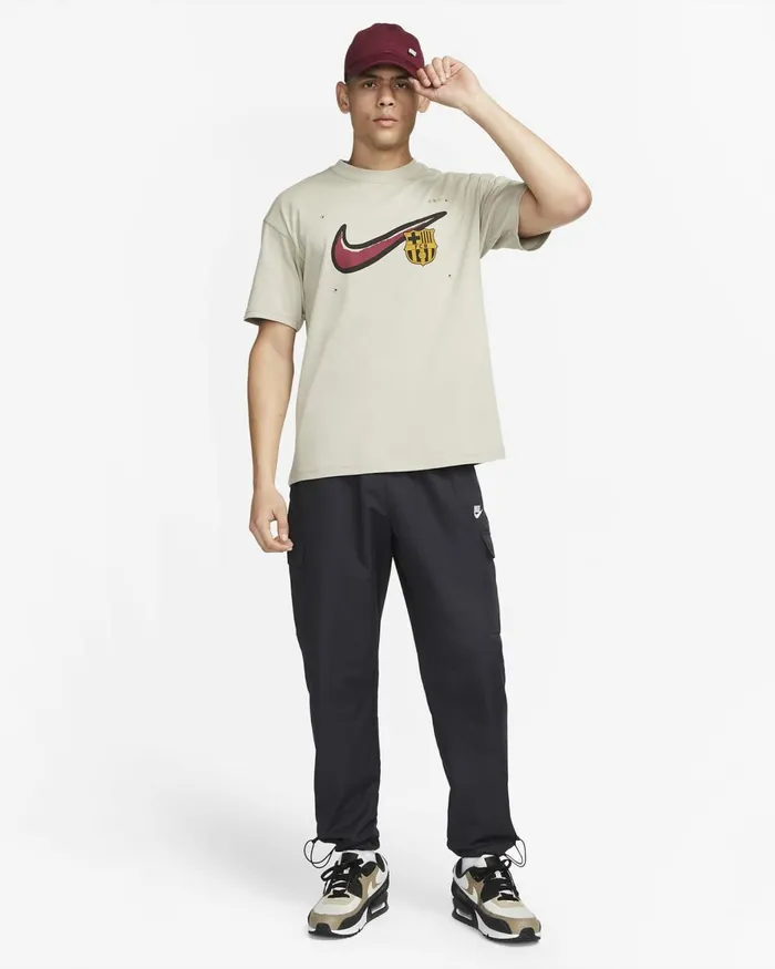 Men Nike Tops And TShirts FC Barcelona Max90 Stone