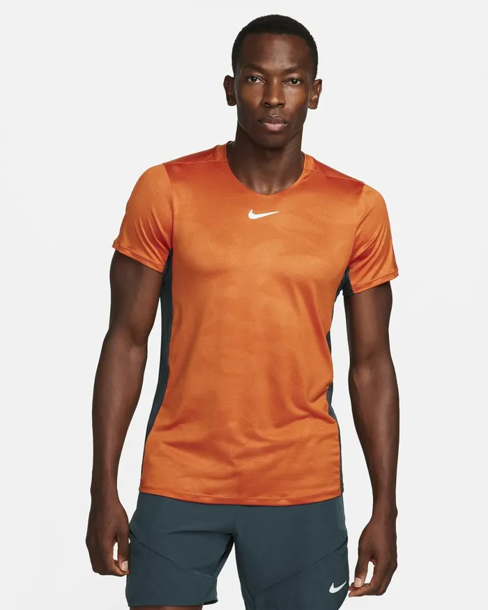 Men Nike Tops And TShirts NikeCourt DriFIT Advantage Campfire Orangedeep Junglewhite