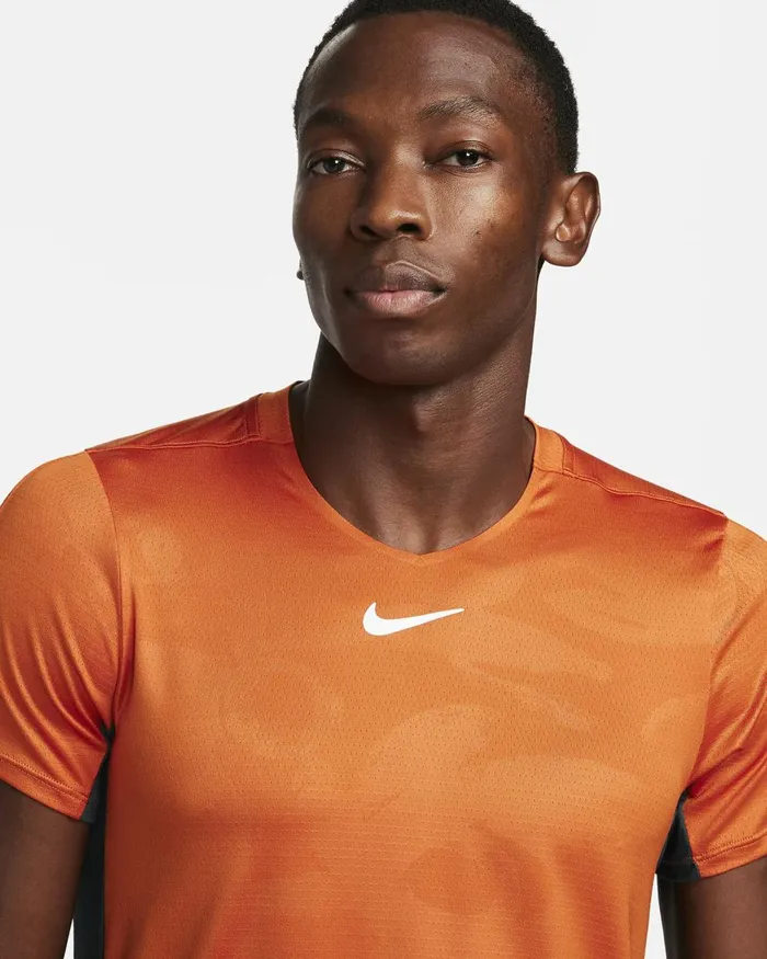 Men Nike Tops And TShirts NikeCourt DriFIT Advantage Campfire Orangedeep Junglewhite