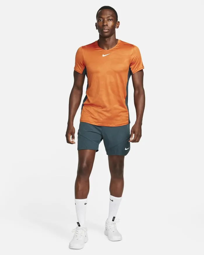 Men Nike Tops And TShirts NikeCourt DriFIT Advantage Campfire Orangedeep Junglewhite