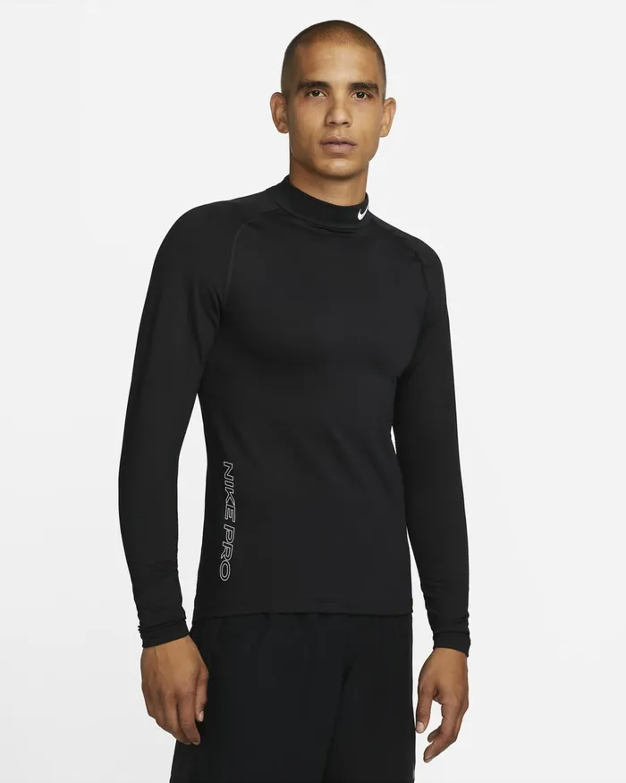 Men Nike Tops And TShirts Pro Warm Blackwhite