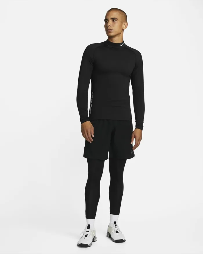 Men Nike Tops And TShirts Pro Warm Blackwhite