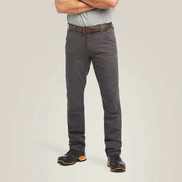 Men Pants and Shorts Ariat Rebar M4 Low Rise DuraStretch Made Tough Double Front Stackable Straight Leg Pant Rebar Grey