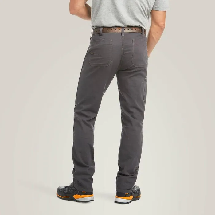 Men Pants and Shorts Ariat Rebar M4 Low Rise DuraStretch Made Tough Double Front Stackable Straight Leg Pant Rebar Grey
