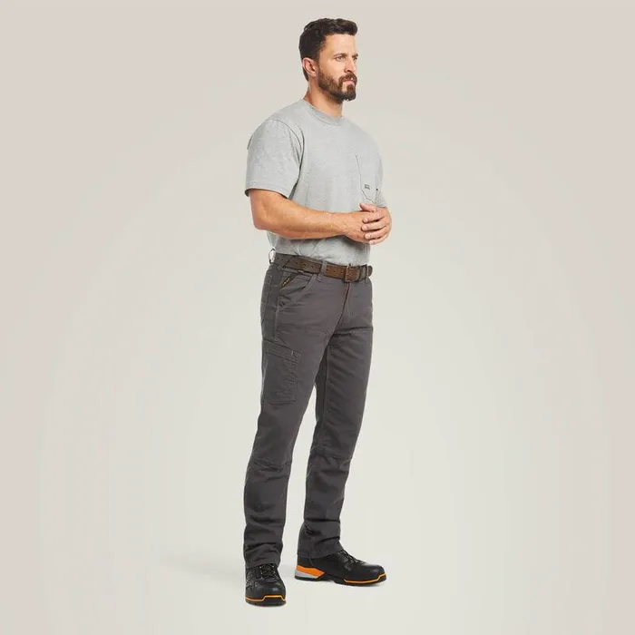 Men Pants and Shorts Ariat Rebar M4 Low Rise DuraStretch Made Tough Double Front Stackable Straight Leg Pant Rebar Grey