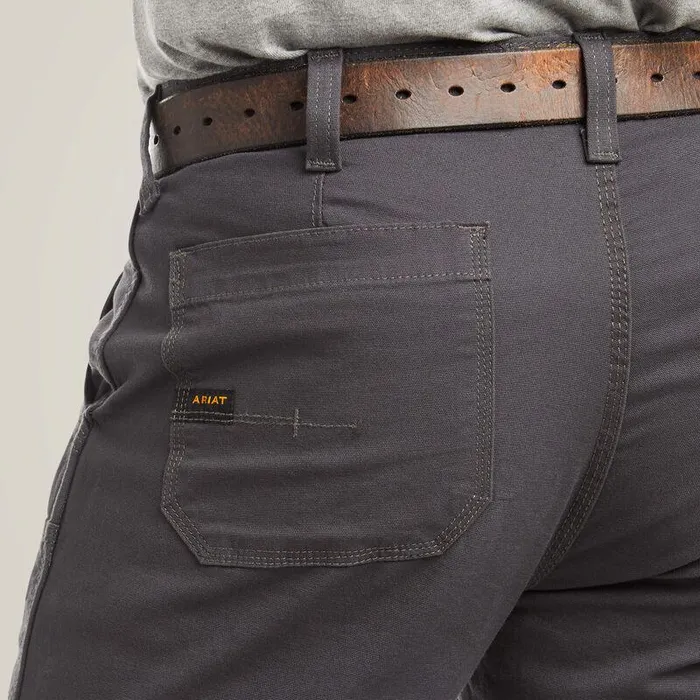 Men Pants and Shorts Ariat Rebar M4 Low Rise DuraStretch Made Tough Double Front Stackable Straight Leg Pant Rebar Grey