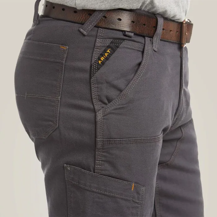 Men Pants and Shorts Ariat Rebar M4 Low Rise DuraStretch Made Tough Double Front Stackable Straight Leg Pant Rebar Grey