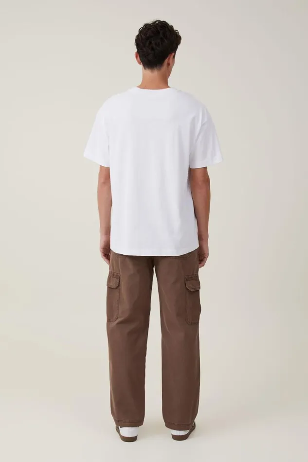 Men Pants Cotton On Tactical Cargo Pant Vintage Dark Brown Herringbone