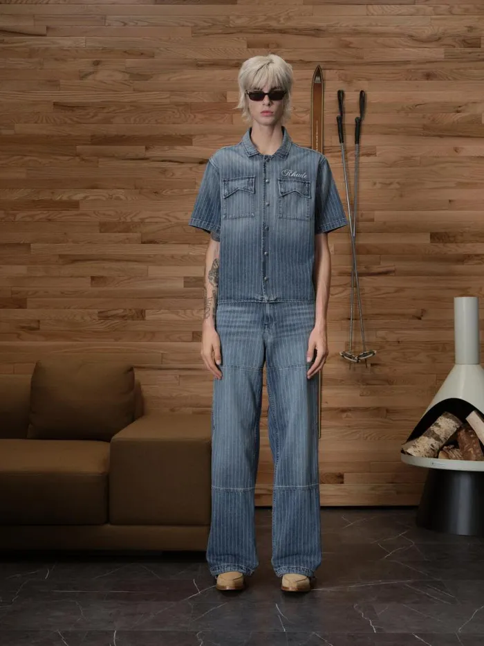Men Rhude Denim WABASH DENIM SNAP SHIRT Indigo