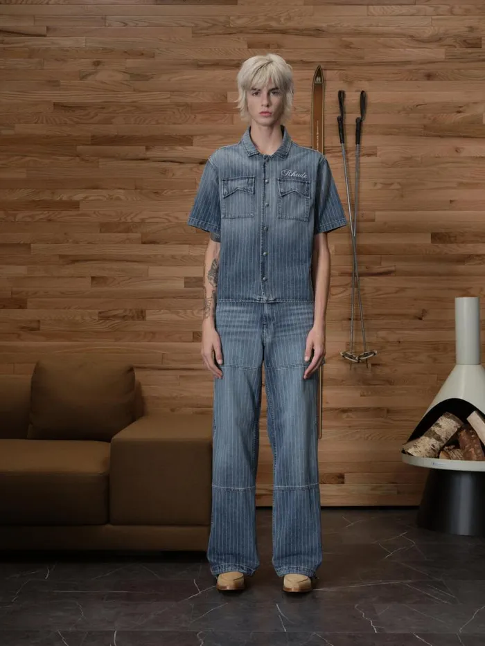 Men Rhude Denim WABASH DENIM SNAP SHIRT Indigo