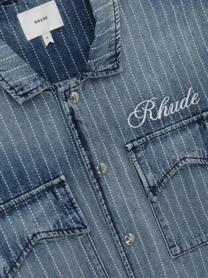 Men Rhude Denim WABASH DENIM SNAP SHIRT Indigo