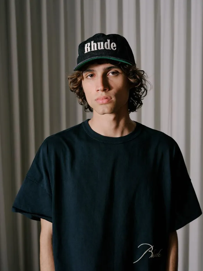 Men Rhude Hats DENIM LOGO HAT Black
