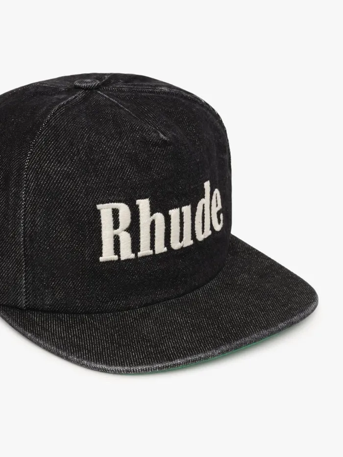 Men Rhude Hats DENIM LOGO HAT Black