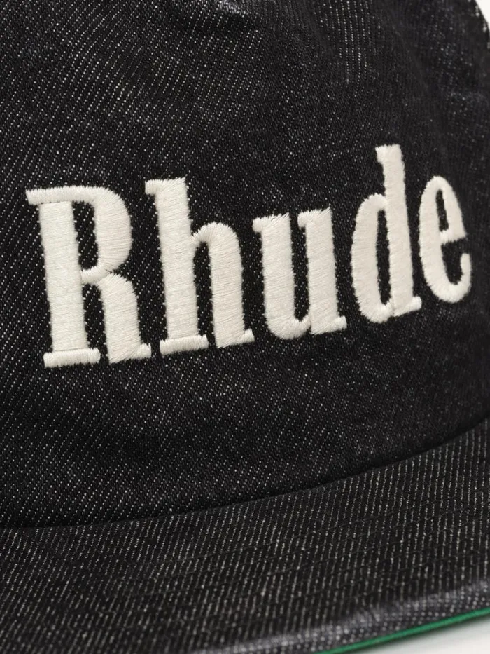 Men Rhude Hats DENIM LOGO HAT Black