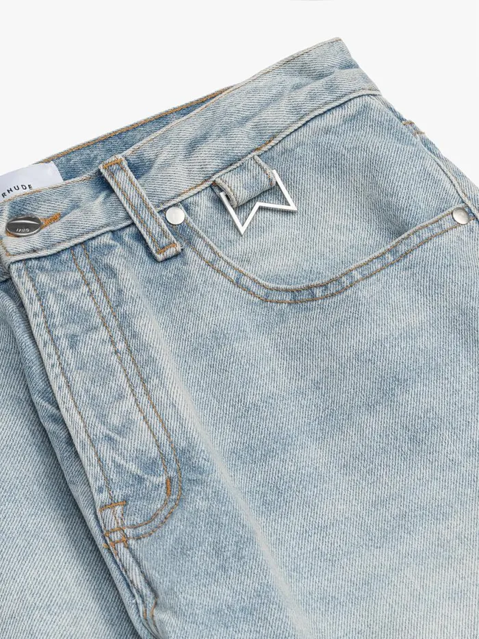 Men Rhude Pants WIDE LEG DENIM Light Wash