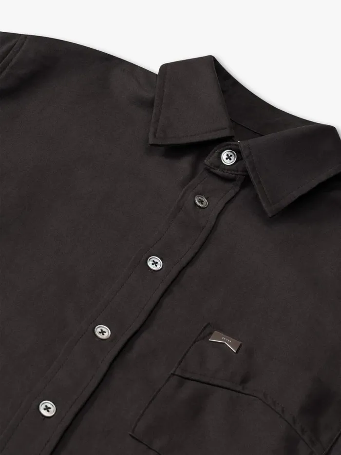 Men Rhude Shirts COTTON LINEN SHIRT Black