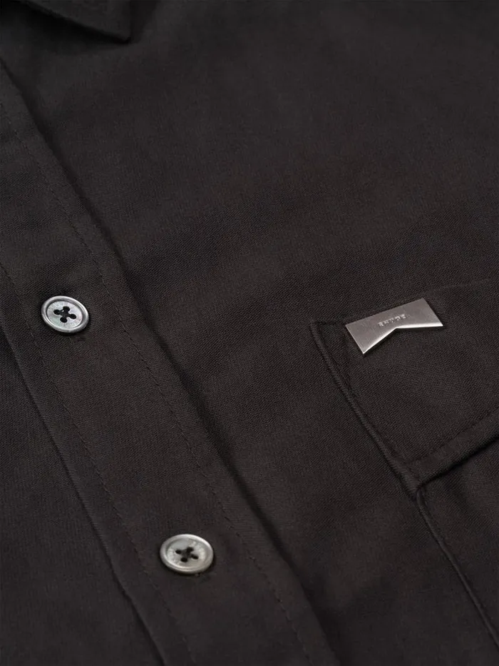 Men Rhude Shirts COTTON LINEN SHIRT Black