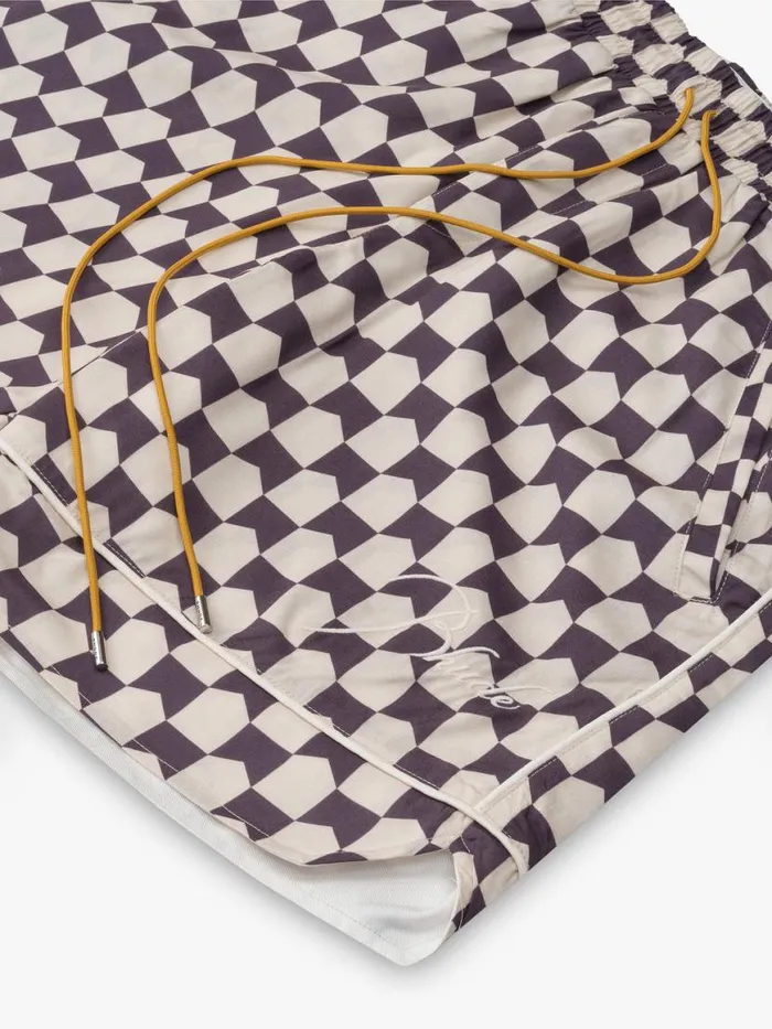 Men Rhude Shorts CHECKERED PJ SHORT Creambrown