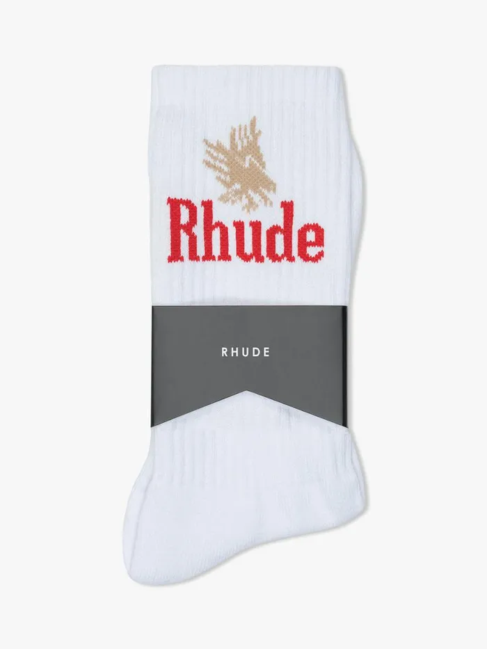Men Rhude Socks EAGLES SOCKS Whitered