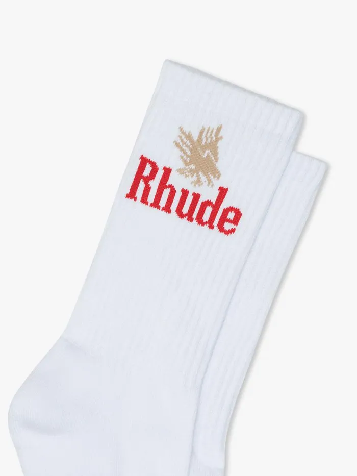Men Rhude Socks EAGLES SOCKS Whitered