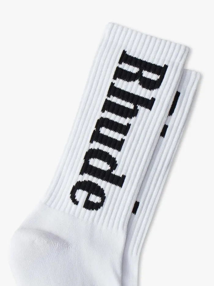 Men Rhude Socks RH VERTICAL LOGO SOCKS Whiteblack