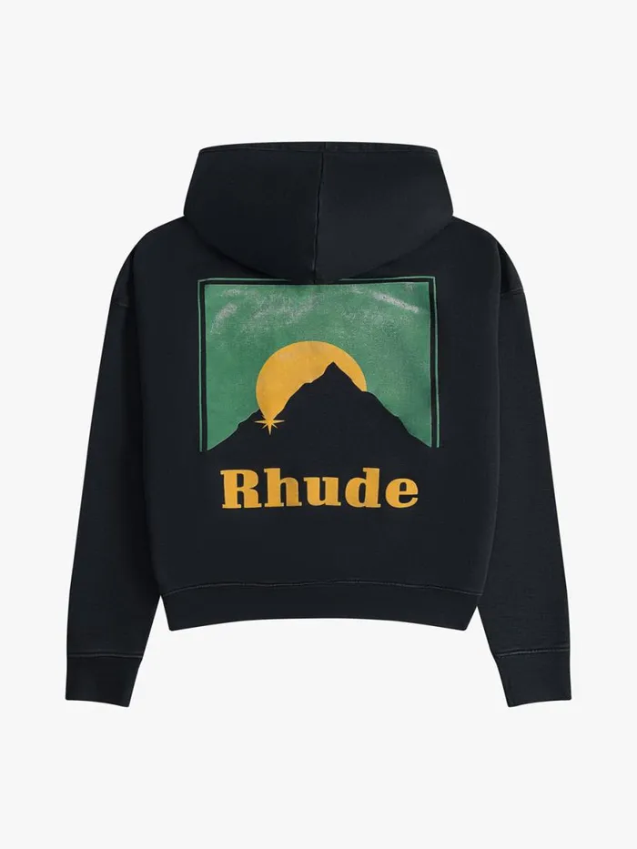 Men Rhude Sweatshirts MOONLIGHT HOODIE Vtg Black