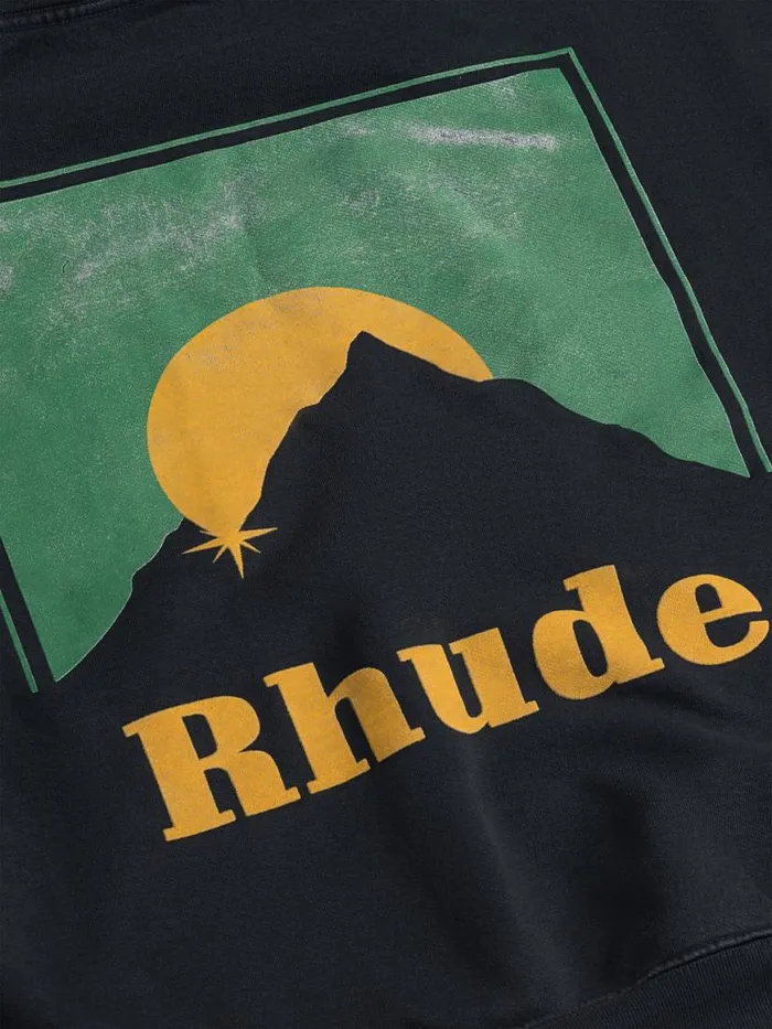 Men Rhude Sweatshirts MOONLIGHT HOODIE Vtg Black