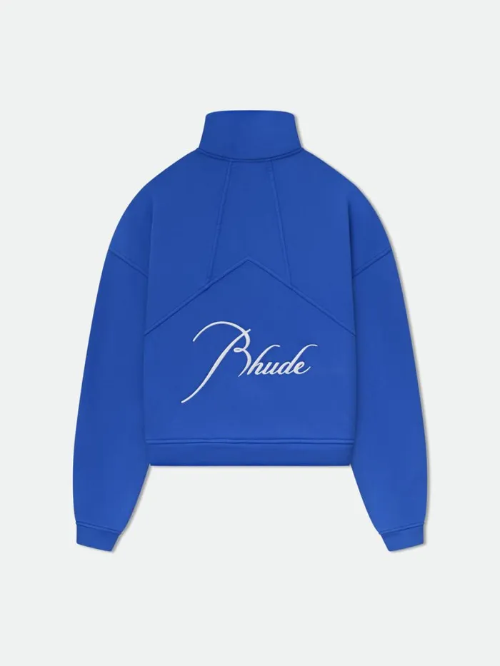 Men Rhude Sweatshirts QUARTER ZIP Vtg Cobalt Blue