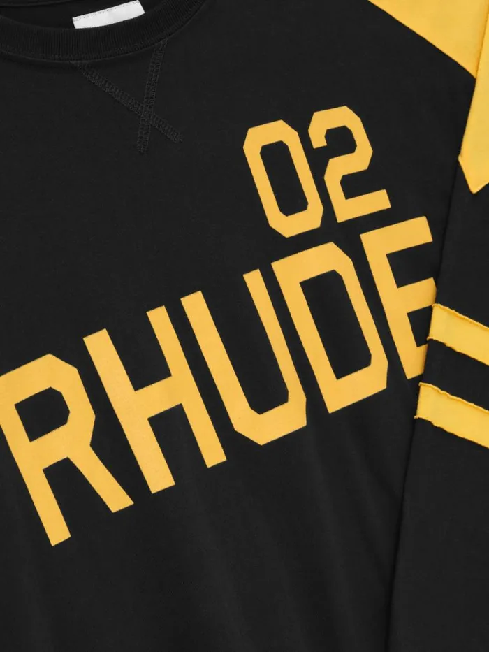 Men Rhude Tees 02 STRIPE LS TEE Blackyellow