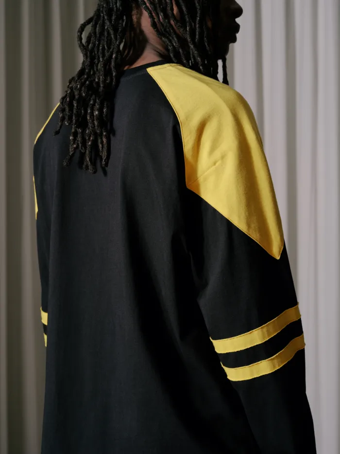 Men Rhude Tees 02 STRIPE LS TEE Blackyellow