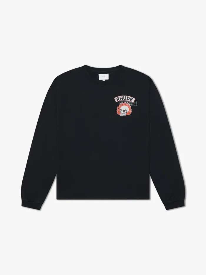 Men Rhude Tees 92 RALLY LS TEE Vtg Black