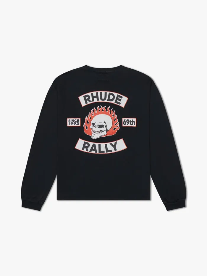 Men Rhude Tees 92 RALLY LS TEE Vtg Black