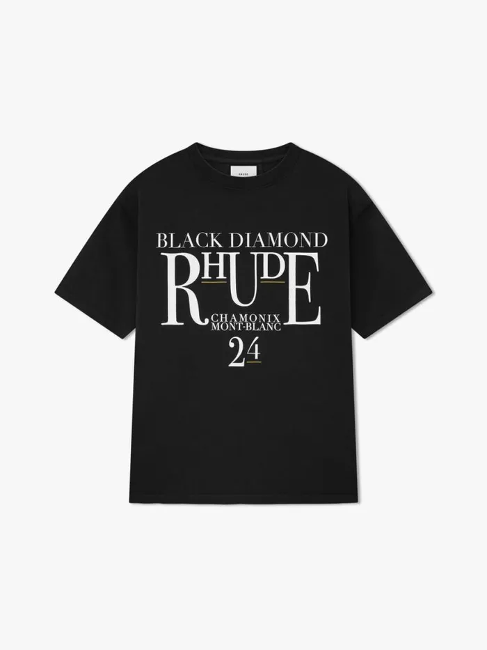 Men Rhude Tees BLACK DIAMOND TEE Vtg Black
