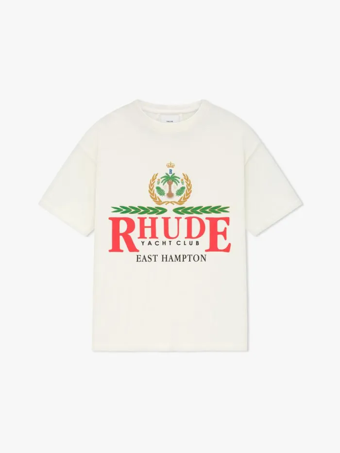 Men Rhude Tees EAST HAMPTON CREST TEE Vtg White