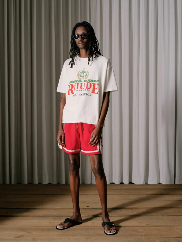 Men Rhude Tees EAST HAMPTON CREST TEE Vtg White