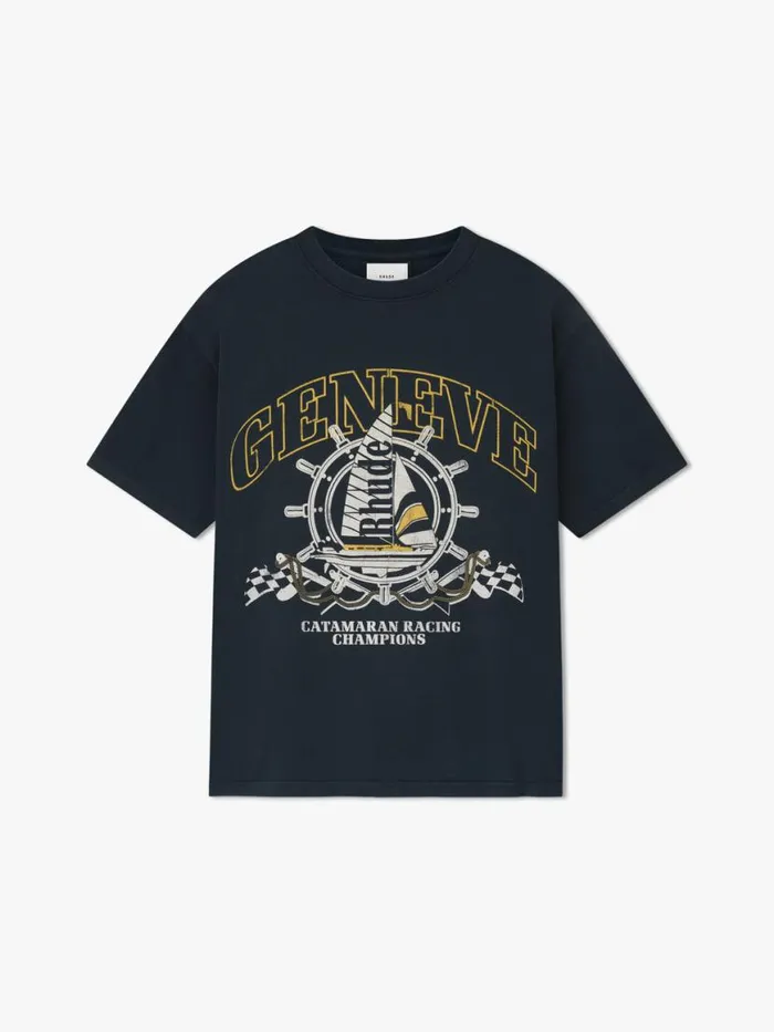 Men Rhude Tees GENEVE CATAMARAN TEE Vtg Black