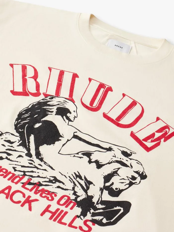 Men Rhude Tees LEGEND LIVES ON TEE Vtg White
