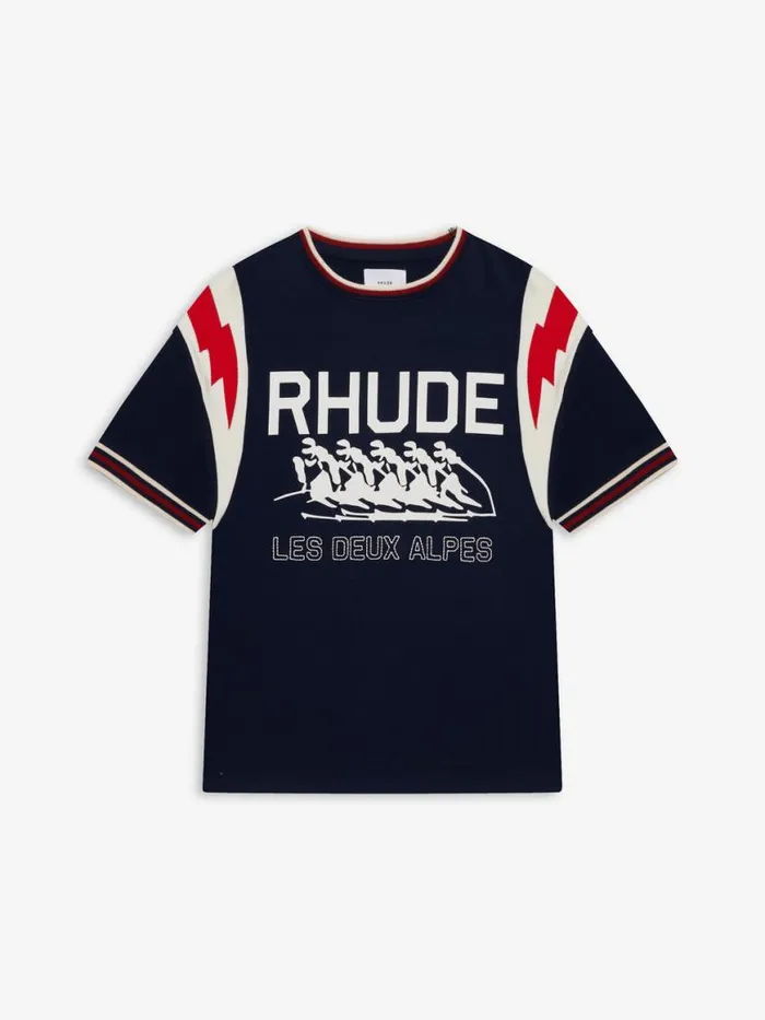 Men Rhude Tees LIGHTNING RINGER TEE Navycremered