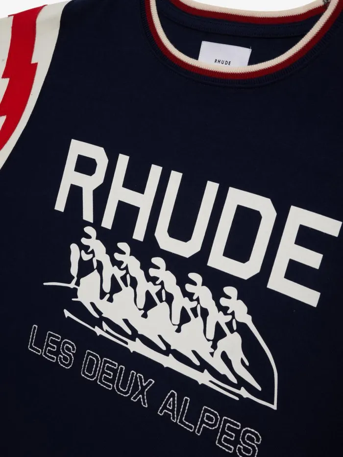 Men Rhude Tees LIGHTNING RINGER TEE Navycremered Men Rhude Tees LIGHTNING RINGER TEE Navycremered