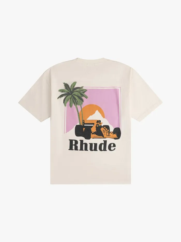 Men Rhude Tees MIAMI GP MOONLIGHT TEE Vtg White