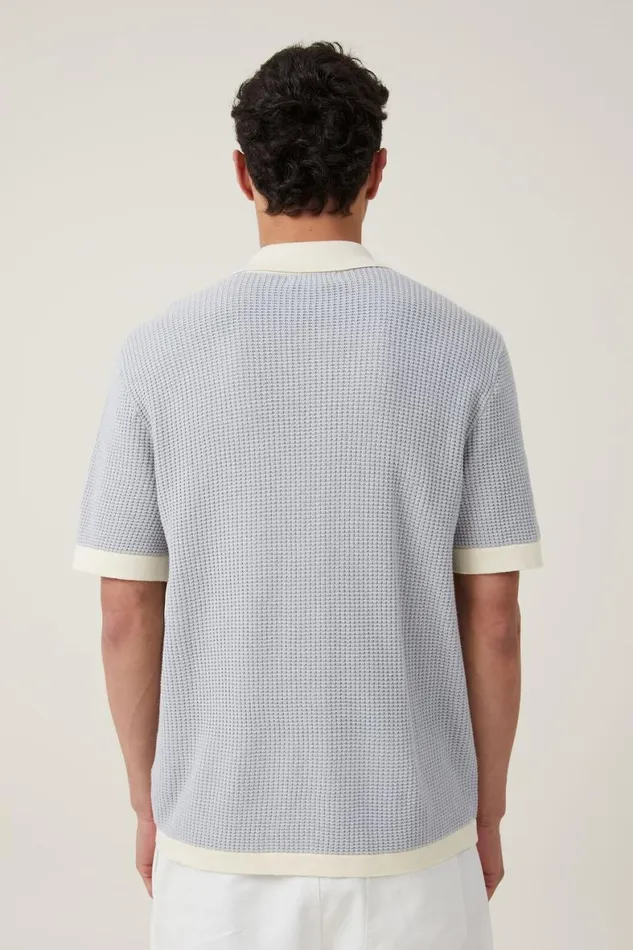 Men Shirts and Polos Cotton On Pablo Short Sleeve Shirt Baby Blue Border