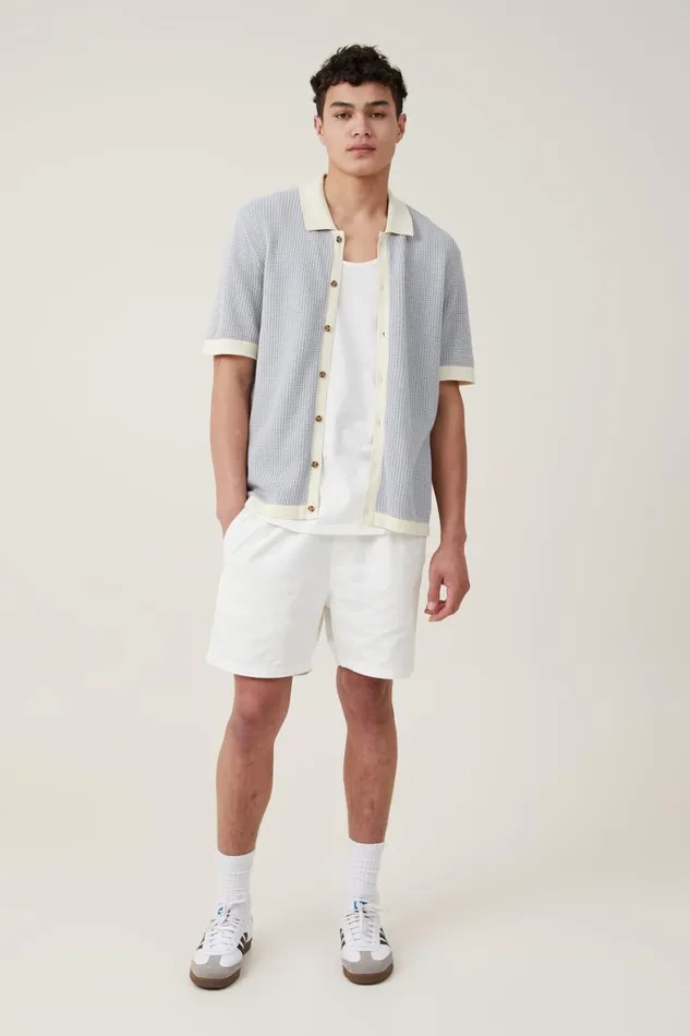 Men Shirts and Polos Cotton On Pablo Short Sleeve Shirt Baby Blue Border