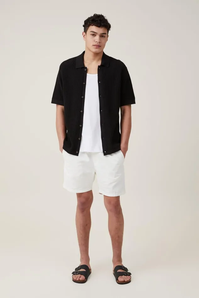 Men Shirts and Polos Cotton On Pablo Short Sleeve Shirt Washed Black