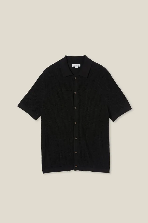 Men Shirts and Polos Cotton On Pablo Short Sleeve Shirt Washed Black