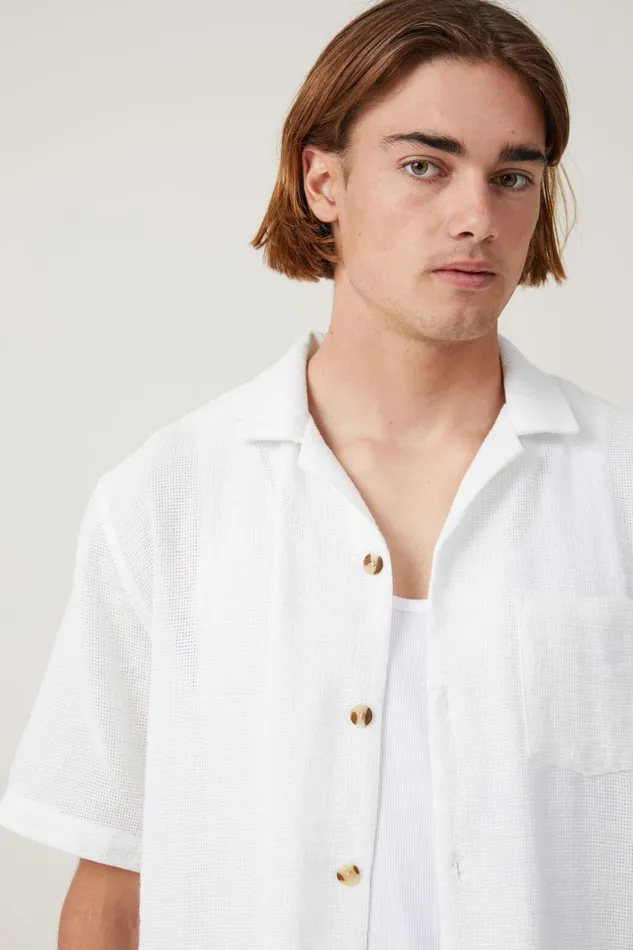 Men Shirts and Polos Cotton On Palma Short Sleeve Shirt White